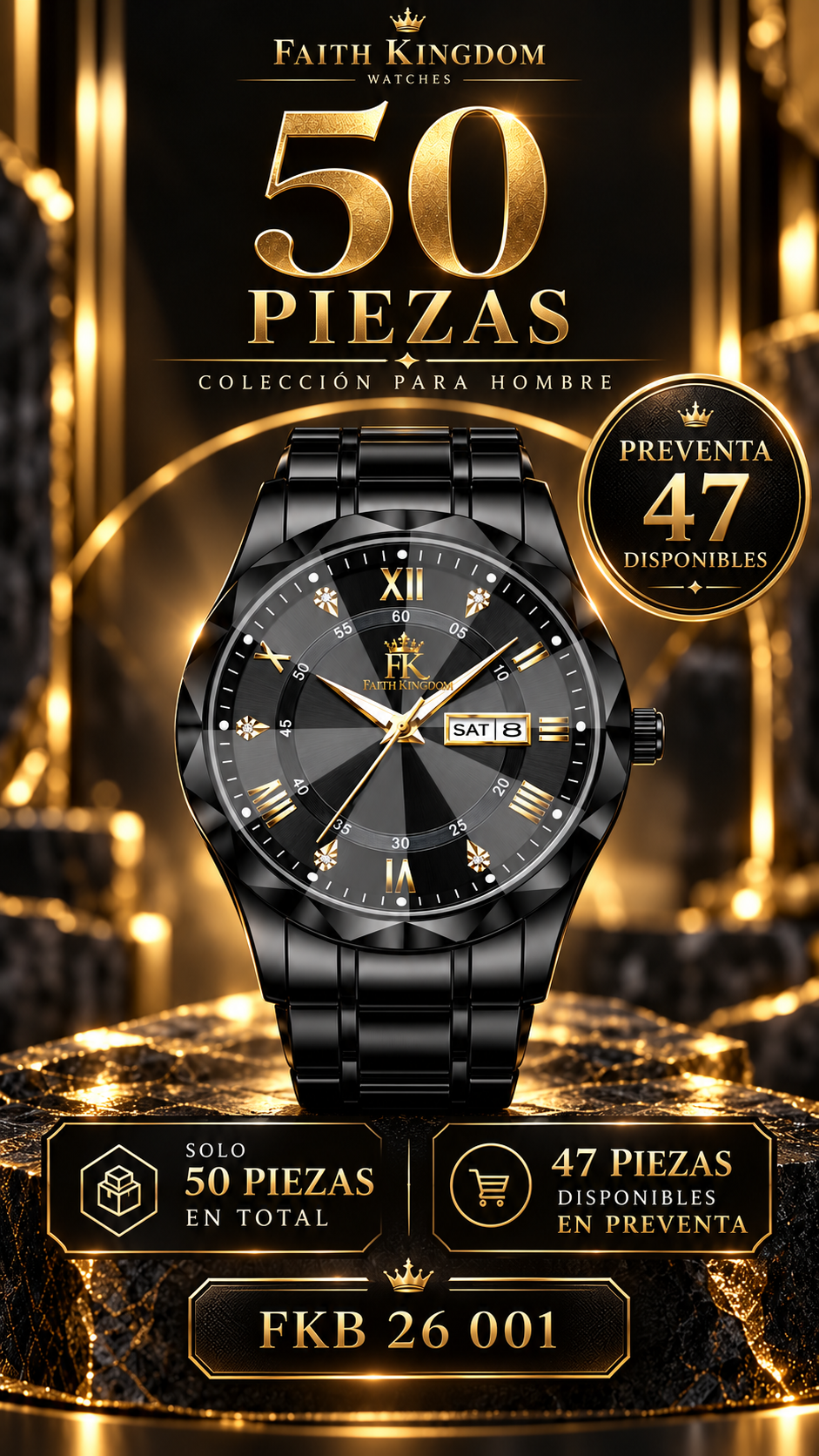 FKB26 Men's Black – Faith Kingdom Watches | Limited Edition Pre-order Deposit