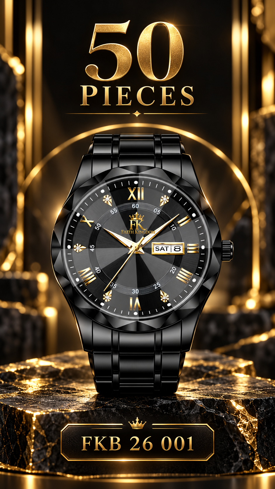 FKB26 Men's Black – Faith Kingdom Watches | Limited Edition Pre-order Deposit
